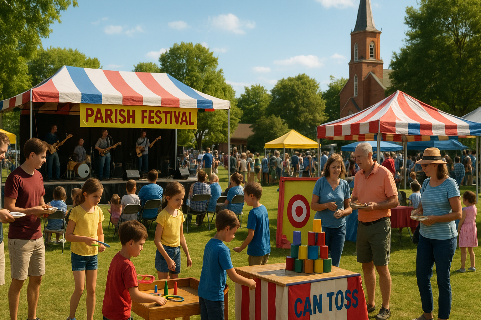 Illustration of people enjoying a sunny festival